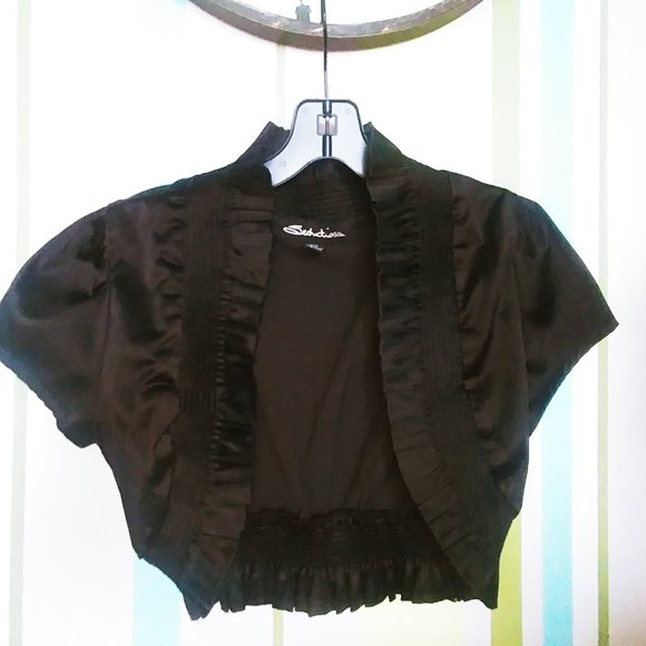 Black Silky Stretchy Bulero - Picture 1 of 3